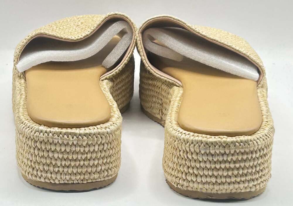 Woven Raffia Platform Slide Sandals Size 10 - Picture 3 of 5